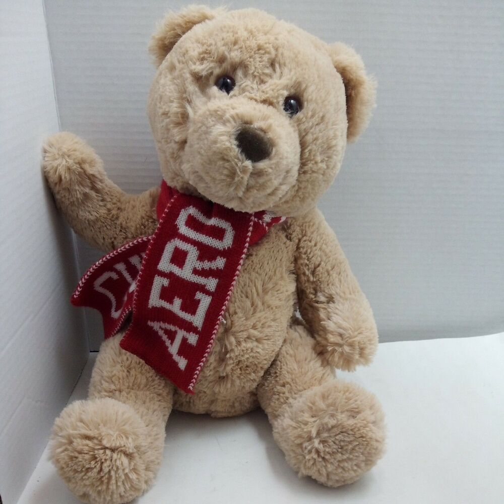 Aeropostale 16" Plush Brown Bear With Chill Aero Knit Scarf Clean Very Nice